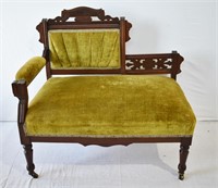 Petite Victorian Eastlake Settee