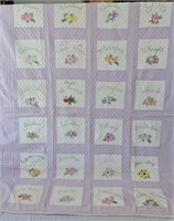 Quilter's Bee Quilt With Embrodery Flowers