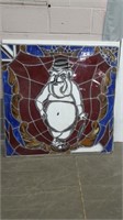 SIGNED BULL DOG STAINGLASS PIECE