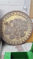 LARGE ROUND WOOD "BOBBY JO'S" SIGN