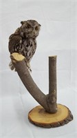 ANTIQUE OWL ON WOOD BRANCH