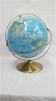 LARGE ROTATING GLOBE ON BRASS STAND