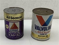 *  2 Vtg Cardboard oil cans. Valvoline and Citgo