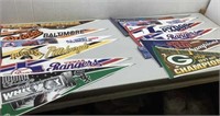 12 Assorted Baseball football hockey pennants