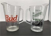 * (2) Advertising glass pitchers Solid Clean