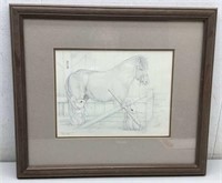 * Framed/matted print Horse & Rabbit S/N 610/650