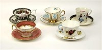 FIVE ENGLISH AND NORWEGIAN TEACUPS AND SAUCERS