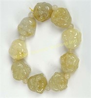 CHINESE YELLOW JADE HAPPY BUDDHA FACE BRACELET