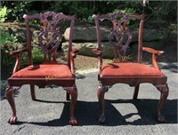 PAIR  MAHOGANY CHIPPENDALE STYLE DINING  ARMCHAIRS