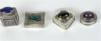 FOUR SMALL STERLING AND GEMSTONE BOXES