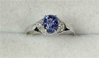 10K WHITE GOLD CEYLON BLUE SAPPHIRE RING