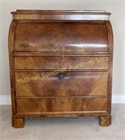 BIEDERMEIER MAHOGANY CYLINDER ROLL TOP DESK