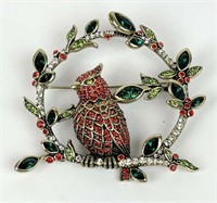 HEIDI DAUS CHRISTMAS CARDINAL SWAROVSKI BROOCH