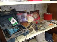 Shelf Lot with Drill Doctor and Sanding Tools