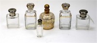 SIX VINTAGE FRENCH GLASS PERFUME BOTTLES