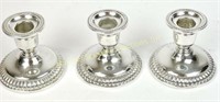 TRIO OF BIRKS STERLING WEIGHTED CANDLESTICKS