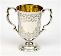 NICELY ENGRAVED VICTORIAN STERLING LOVING CUP