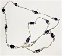 STERLING SILVER BLUE SAPPHIRE NECKLACE