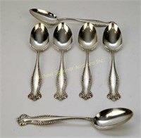 SIX TOWLE STERLING DESSERT/OVAL SOUP SPOONS