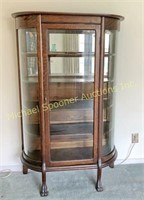 ANTIQUE OAK AND GLASS SINGLE DOOR CHINA CABINET
