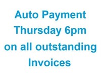 Auto Payment, Thursday 6pm following the auction