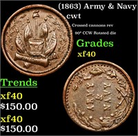 (1863) Army & Navy Civil War Token 1c Grades xf