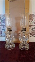 Two glass lamps(electric) 14.5"