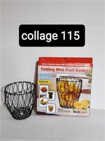 Folding wire fruit basket