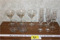 Martini, Champagne & Wine Glasses