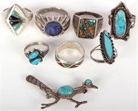 MEXICAN STERLING SILVER BLUE LAPIS TURQUOISE RINGS