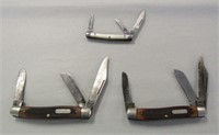 2 Schrade Old Timer 80T Knives & Sm Fabre Knife