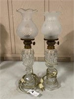 Pair Glass Candlestick Lamps