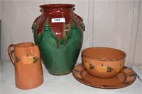 Large Pottery Urn & 3 Fall Ceramics
