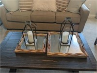 4PC CANDLE HOLDERS & TRAYS