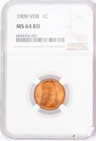 Coin 1909 VDB Lincoln Cent NGC MS 64 RD