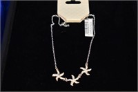 3 Starfish Necklace in Silver Tone