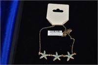 New Disney 3 Turquoise Starfish Necklace in Gold