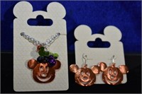 New Disney Orange Pumpkin Mickey Head Necklace