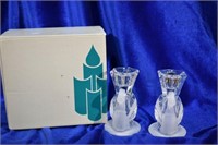 Lead Crystal Swan Candle Sticks by Party Lite