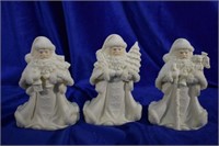 3 Santa Claus Figurines in Snow Babies "Style"