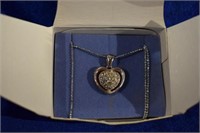 Avon Pave Rhinestone Flip Heart Necklace