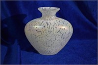White Iridescent Art Glass Vase