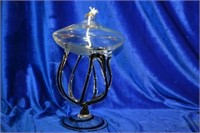 Black and Clear Glass Art Glass Oil Lamp