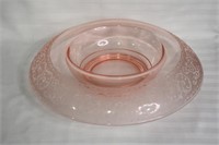 Vtg Fostoria Pink Elegant Glass Console Bowl