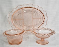 3 pcs Old Colony (Lace Edge) Depression Glass