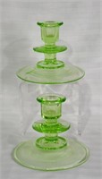 2 pcs Vintage Uranium Glass Candle Holders