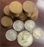 Kennedy Half; Buffalo Nickels; Wheat Cents