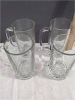 Heavy Glass Beer Mugs Set of 4