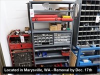 LOT, ASSORTED MACHINIST TOOLING ON THIS SHELF