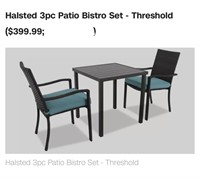 THRESHOLD PATIO HALSTED 3PC BISTRO SET /RETAIL
